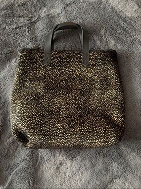 EUC Women's Madewell Small Transport Tote Black Calf-hair w/Gold Speckle Pattern